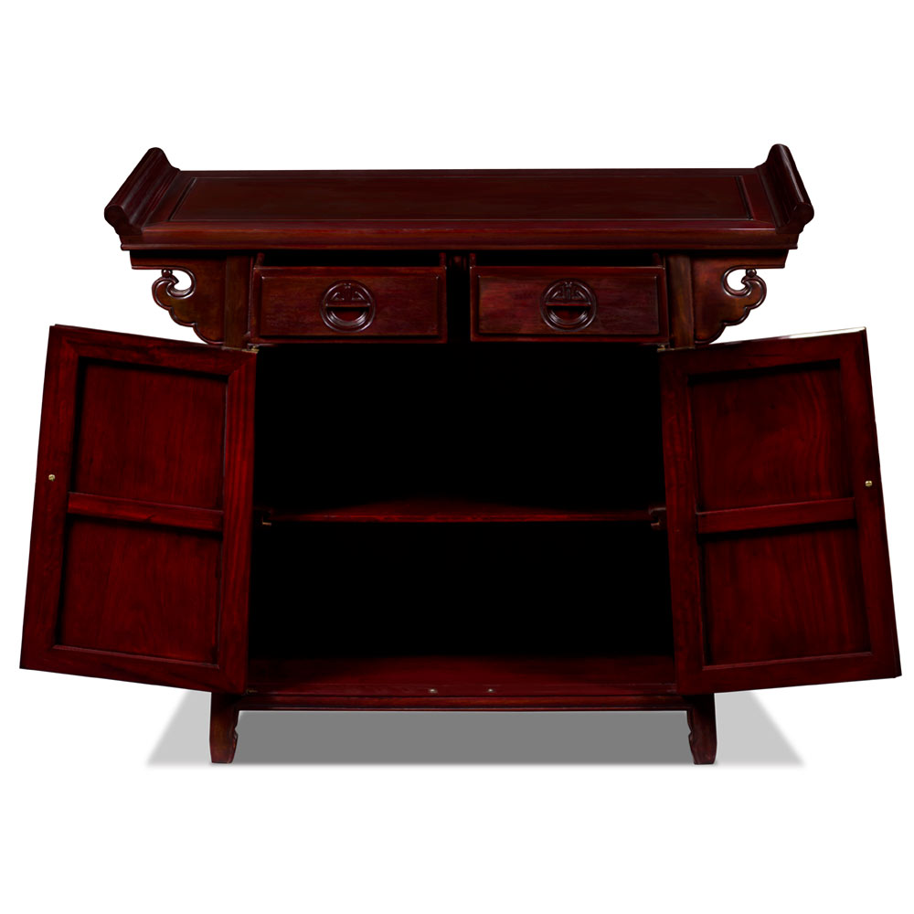 Red Cherry Rosewood Chinese Longevity Design Altar Cabinet