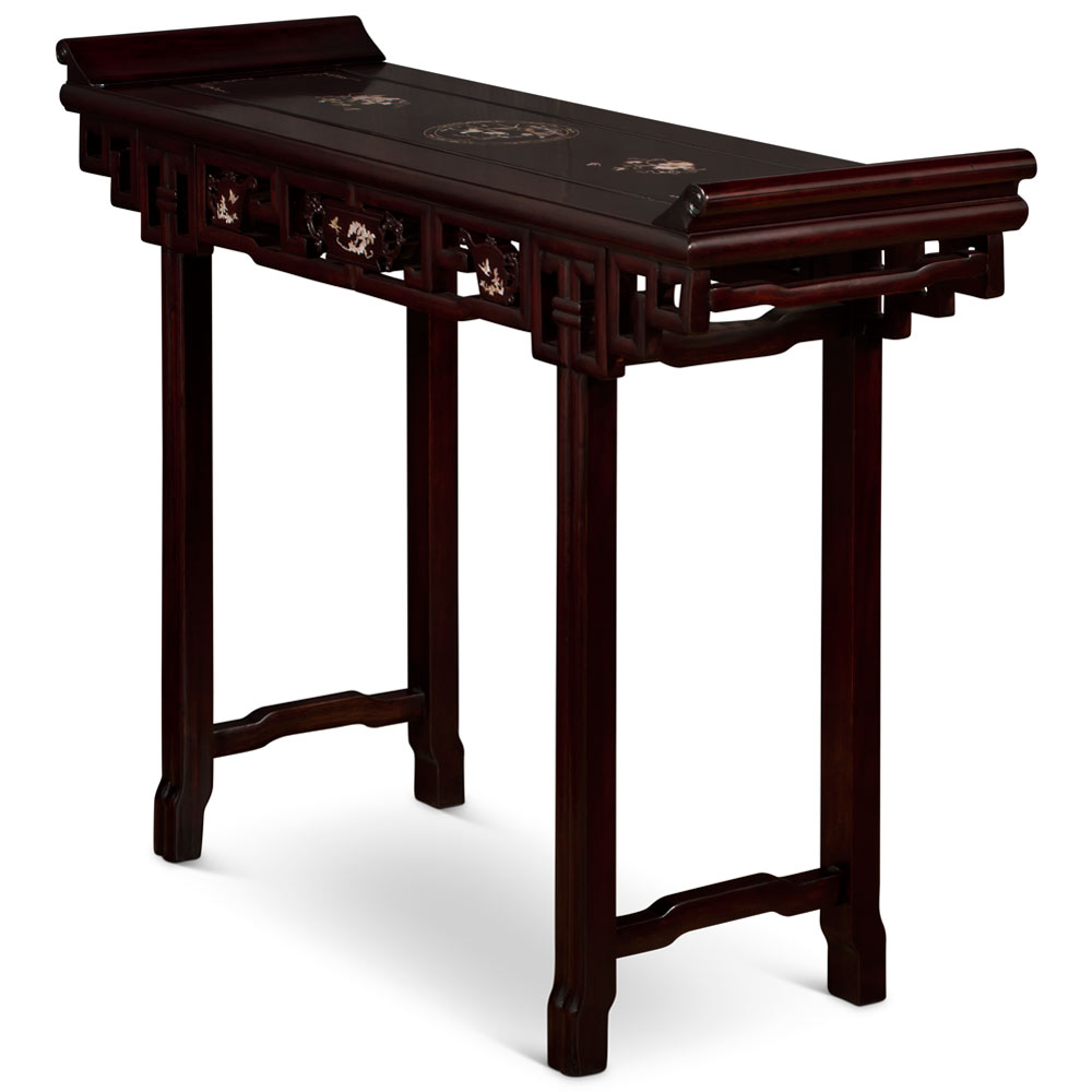 Dark Cherry Chinese Mother of Pearl Inlay Rosewood Altar Table