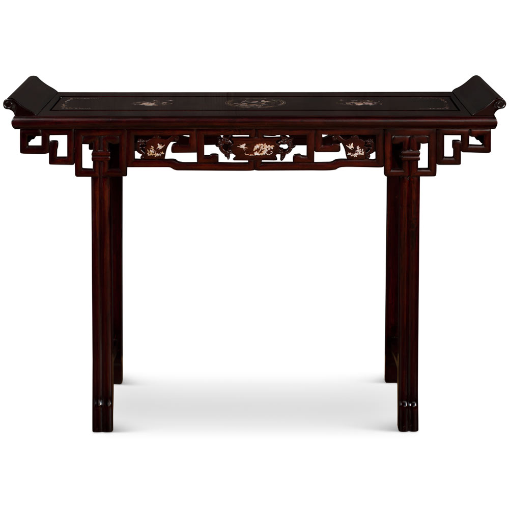 Dark Cherry Chinese Mother of Pearl Inlay Rosewood Altar Table