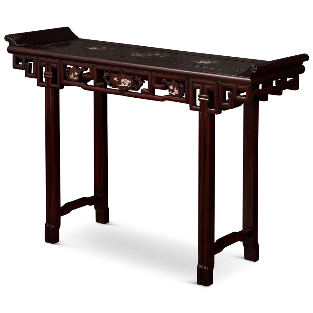 Dark Cherry Chinese Mother of Pearl Inlay Rosewood Altar Table