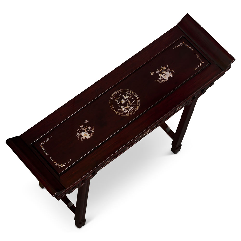 Dark Cherry Chinese Mother of Pearl Inlay Rosewood Altar Table