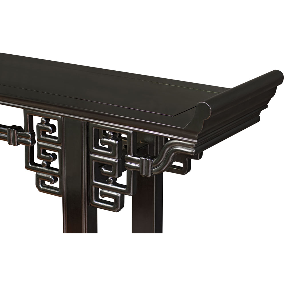 72 Inch Black Rosewood Coin Design Asian Altar Table