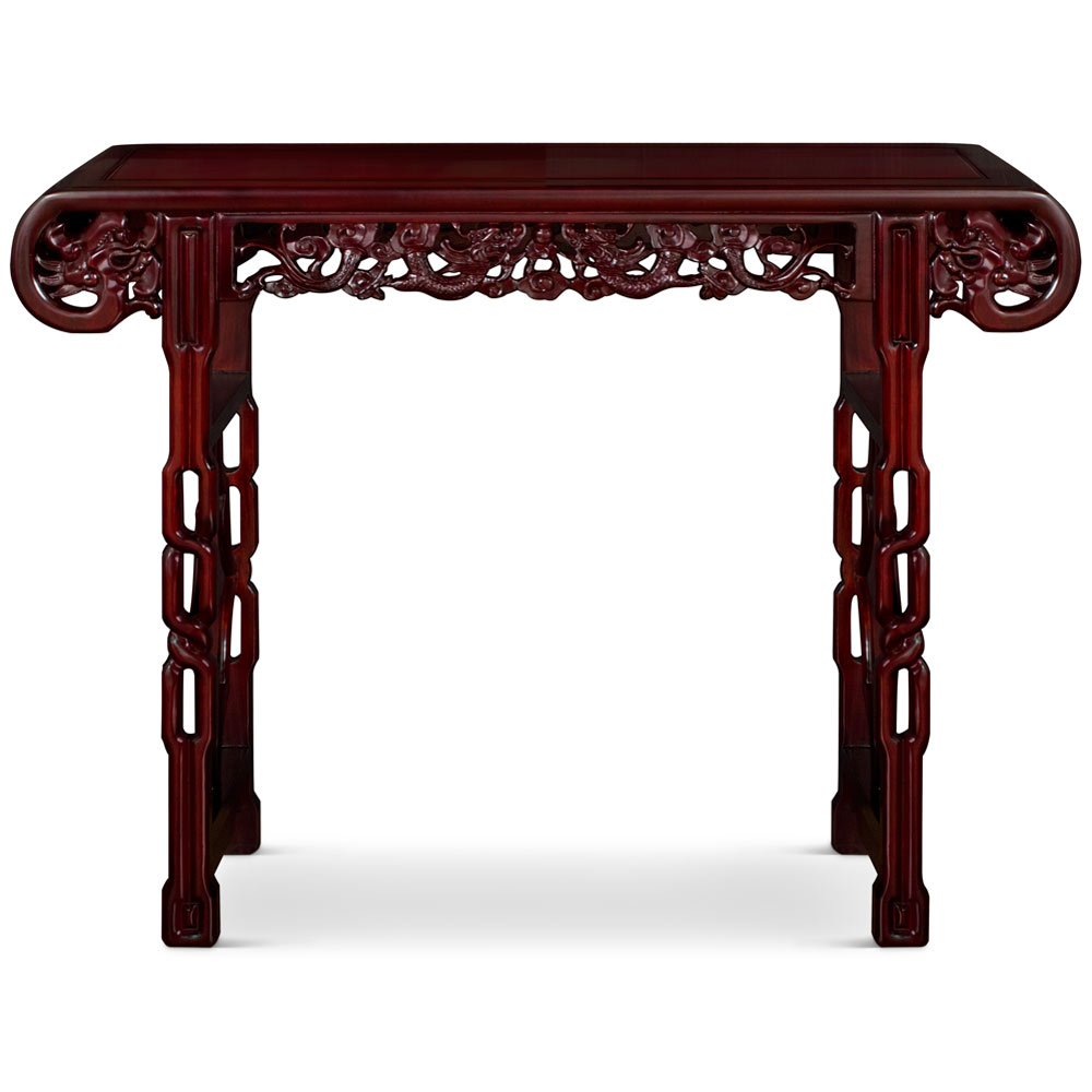 48in Dark Cherry Rosewood Dragon Motif Asian Altar Table