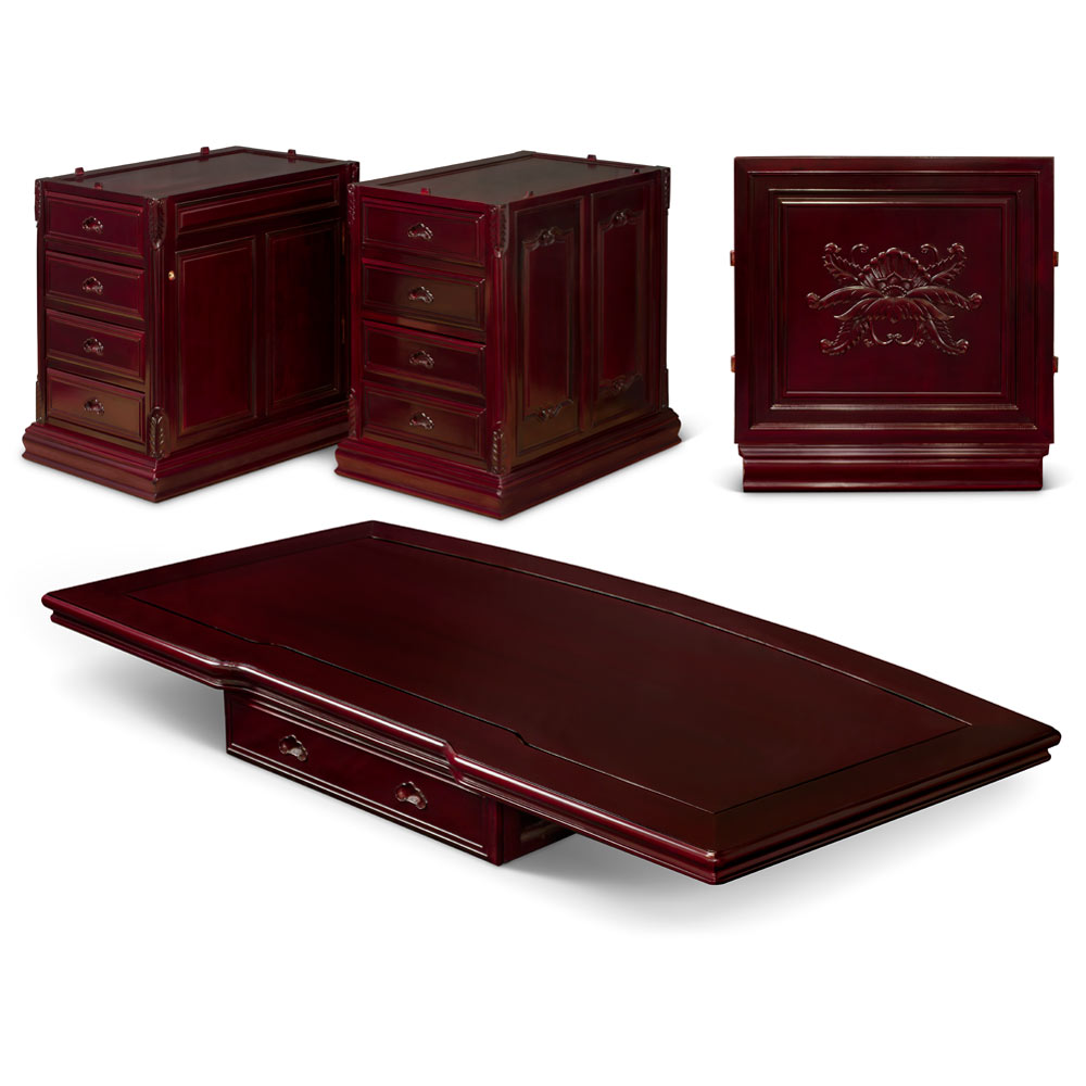 Dark Cherry Rosewood French Style Credenza Desk