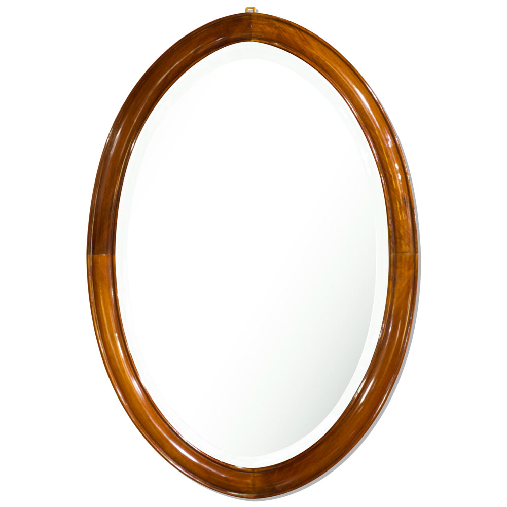 Natural Finish Rosewood Chinese Ming Oval Mirror