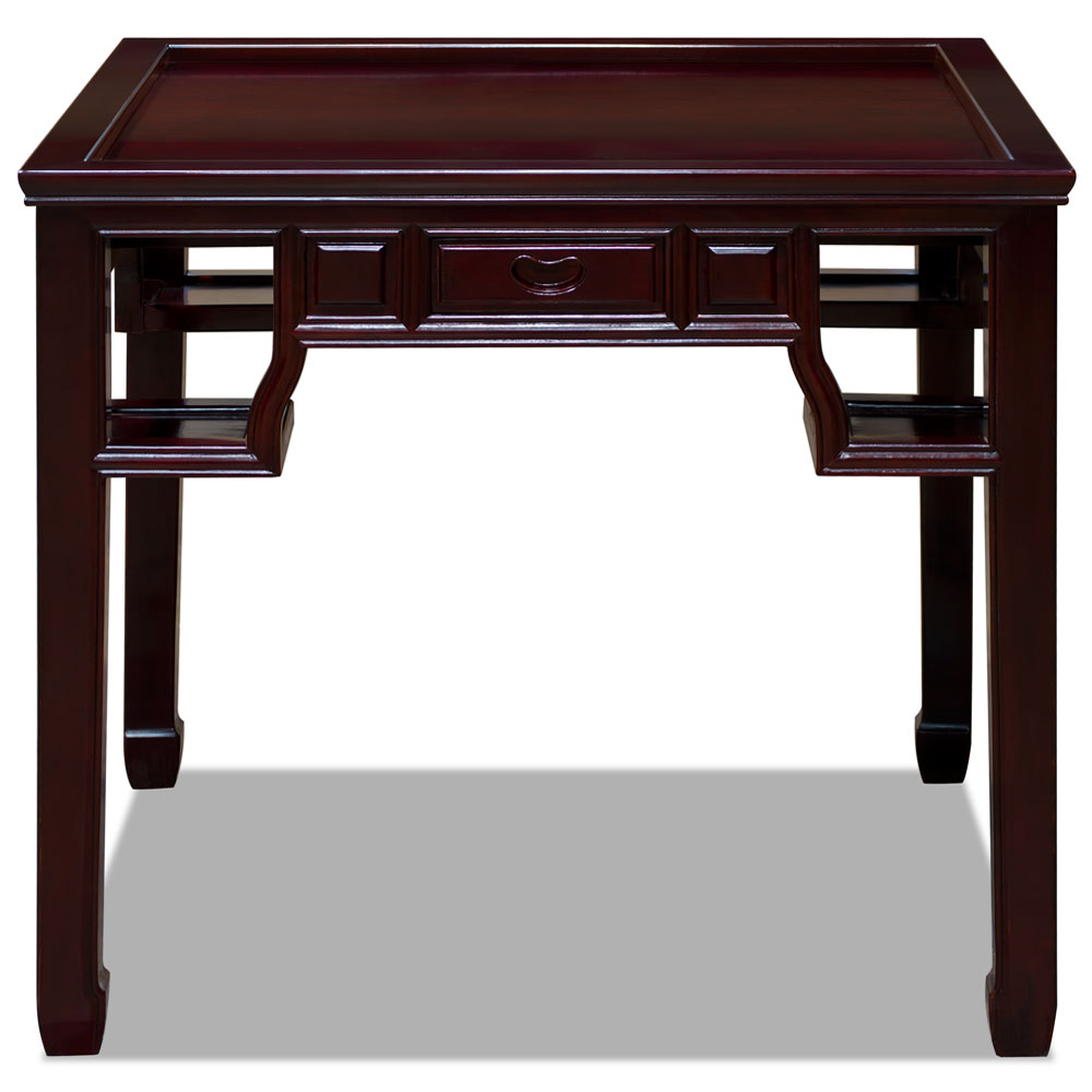 Rosewood Dark Cherry Finish Chinese Mahjong Table with Four Drawers