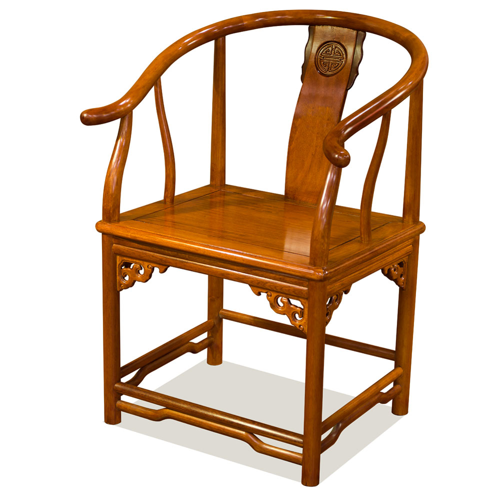 Natural Finish Rosewood Ming Style Chinese Arm Chair