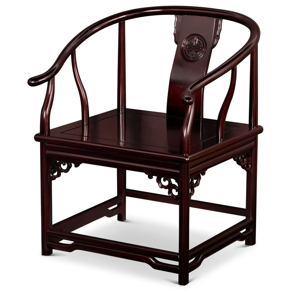 Dark Cherry Rosewood Ming Style Chinese Arm Chair
