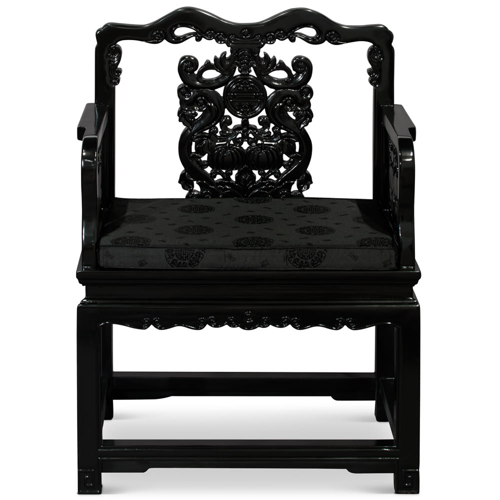 Black Rosewood Imperial Palace Tai Shi Oriental Arm Chair