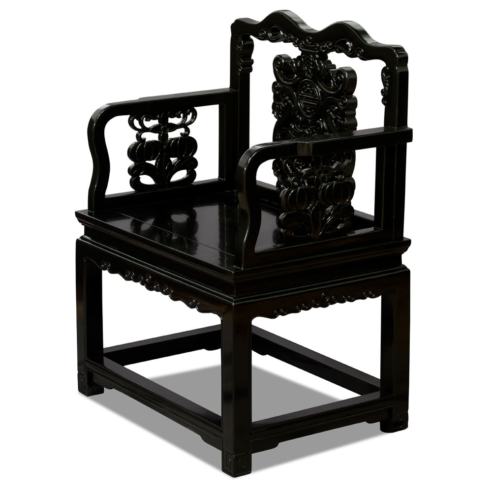 Black Rosewood Imperial Palace Tai Shi Oriental Arm Chair