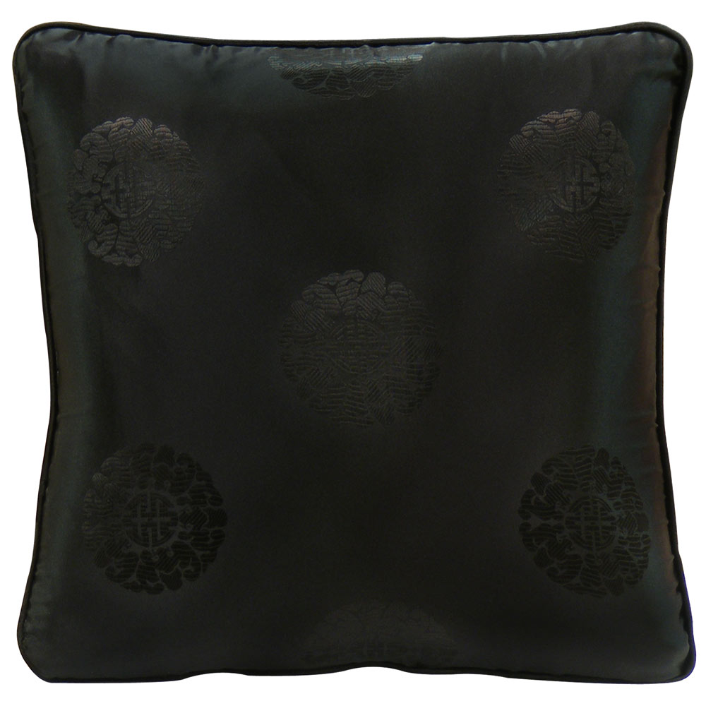 Black Chinese Silk Pillow (#14)