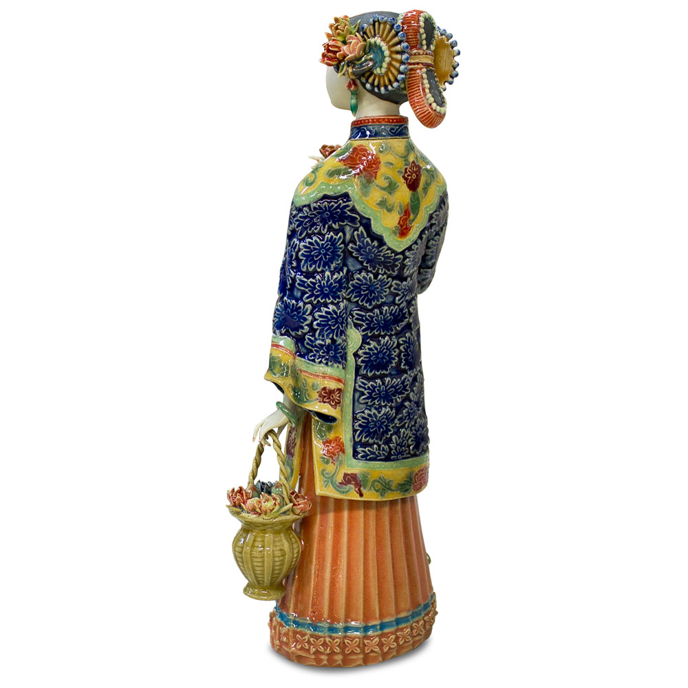 Chinese Porcelain Figurine, Lady with Flower Basket