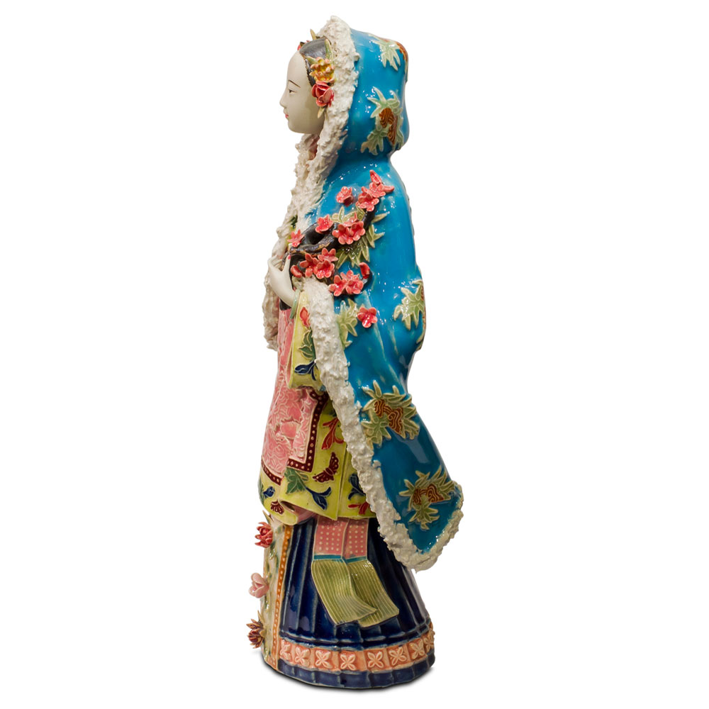 Chinese Porcelain Figurine, Lady in Winter Coat