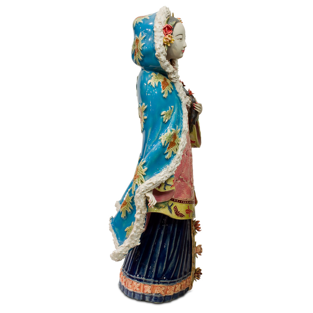 Chinese Porcelain Figurine, Lady in Winter Coat