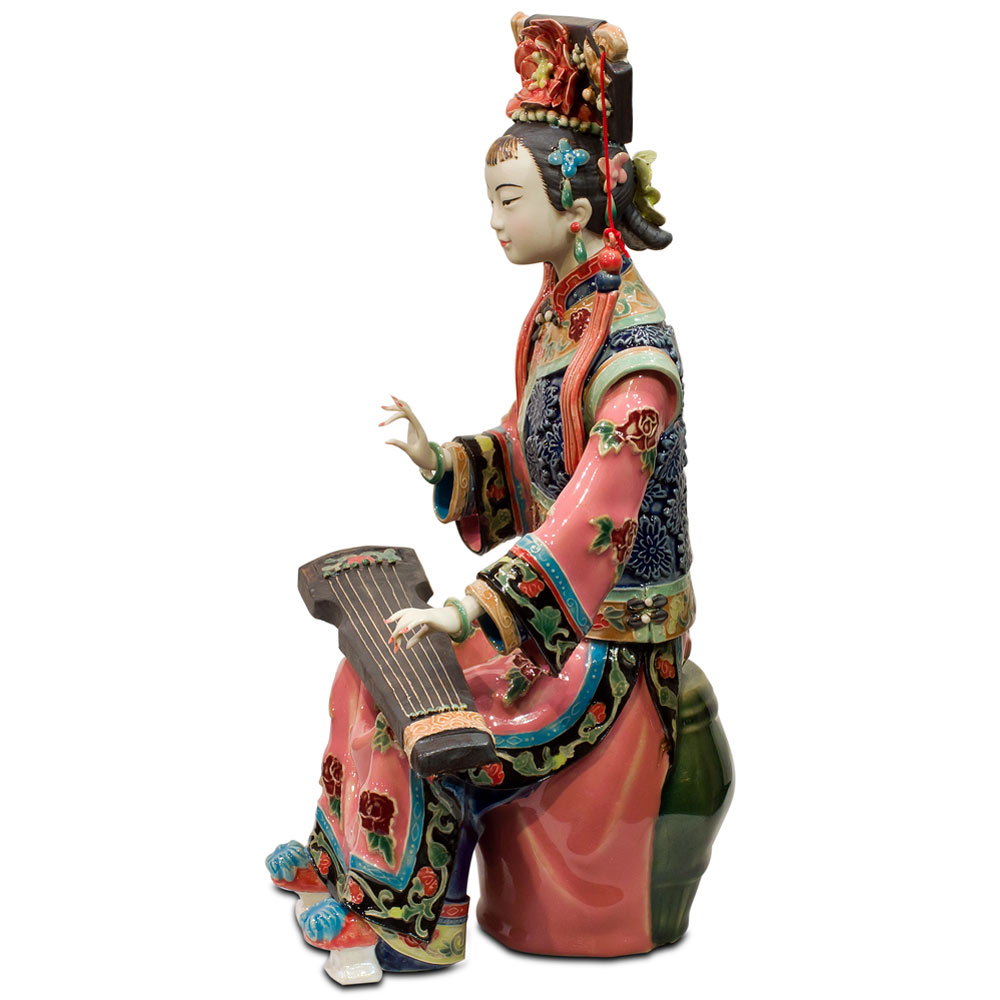 Chinese Porcelain Figurine, Lady with Gu-Qin