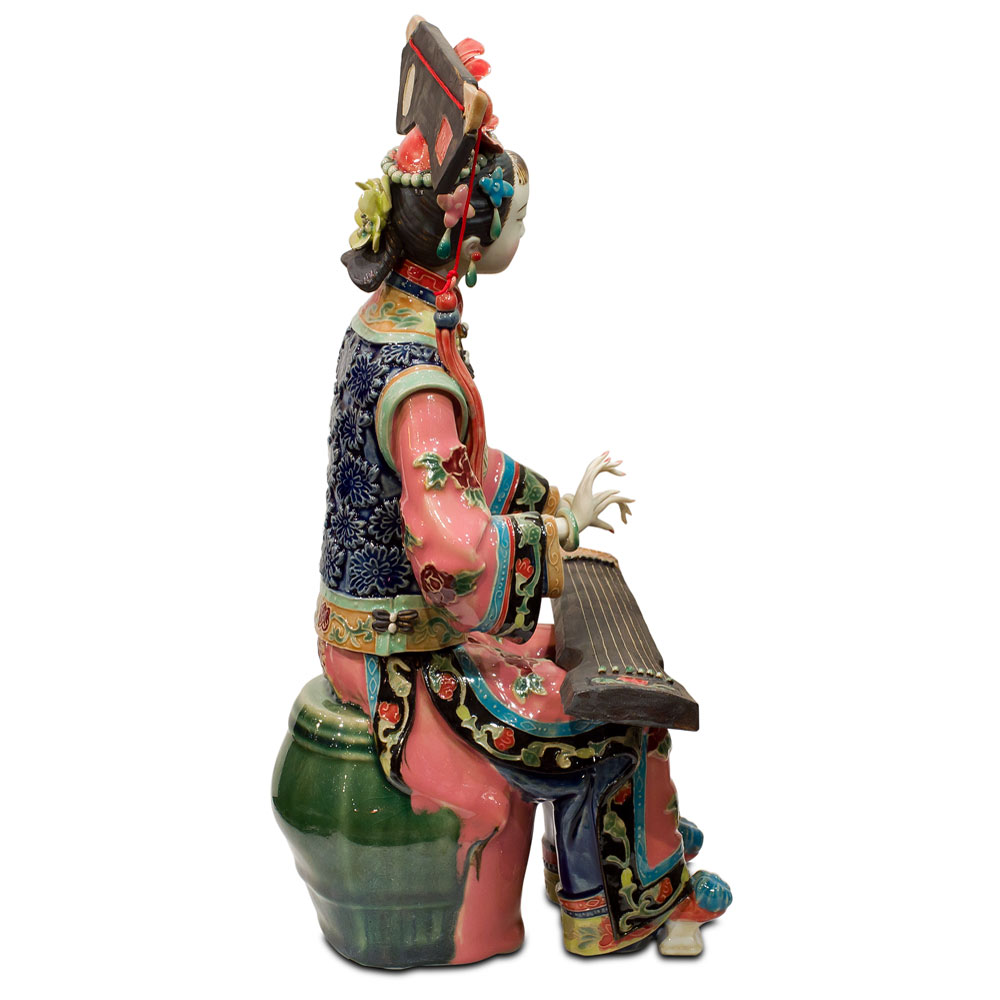 Chinese Porcelain Figurine, Lady with Gu-Qin