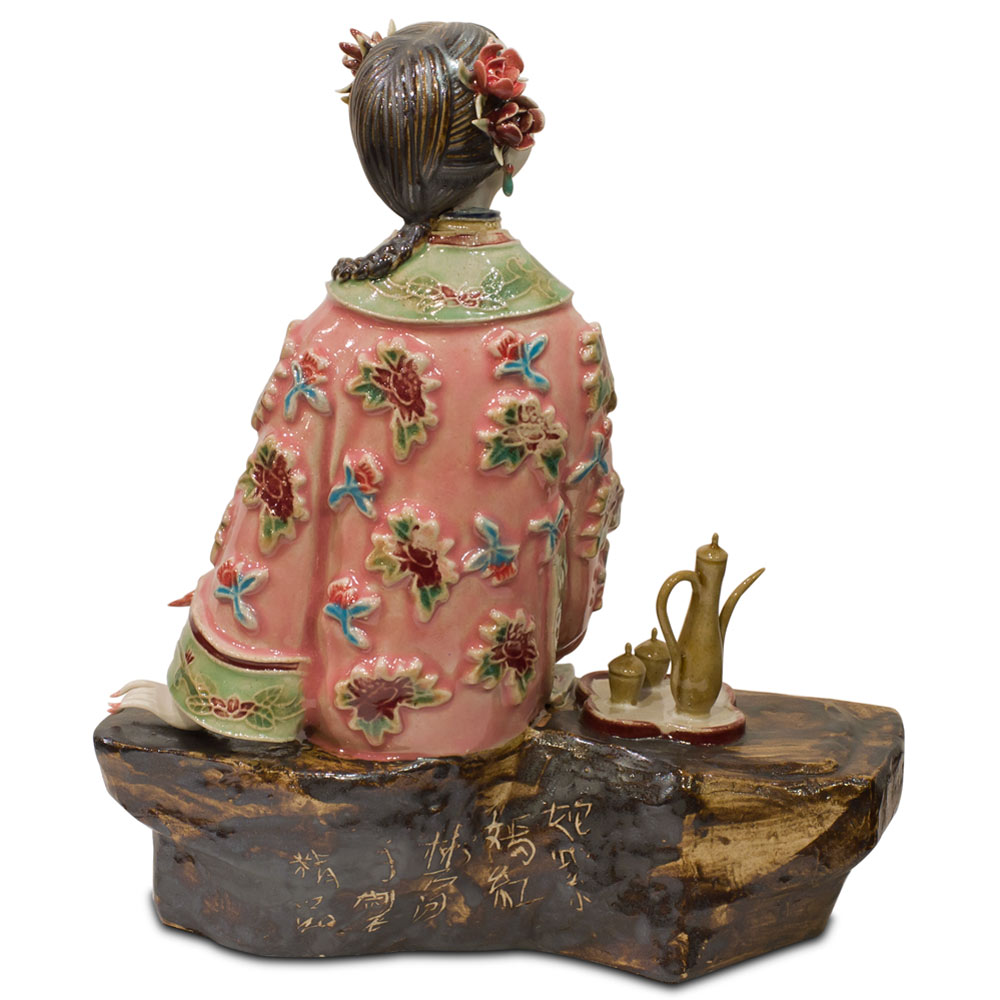 Chinese Porcelain Figurine, Shi Wan Lady in Pink