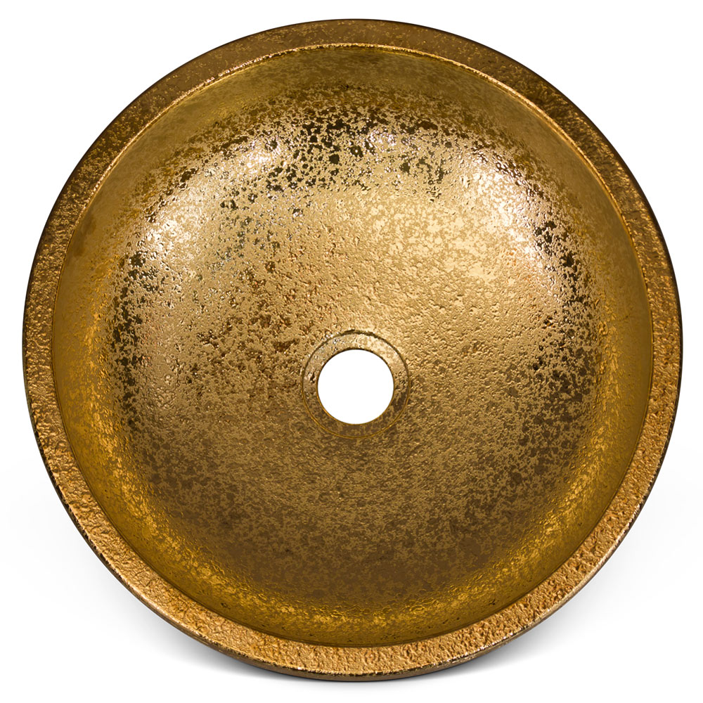 16in Abstact Design Gold Textured Oriental Porcelain Basin