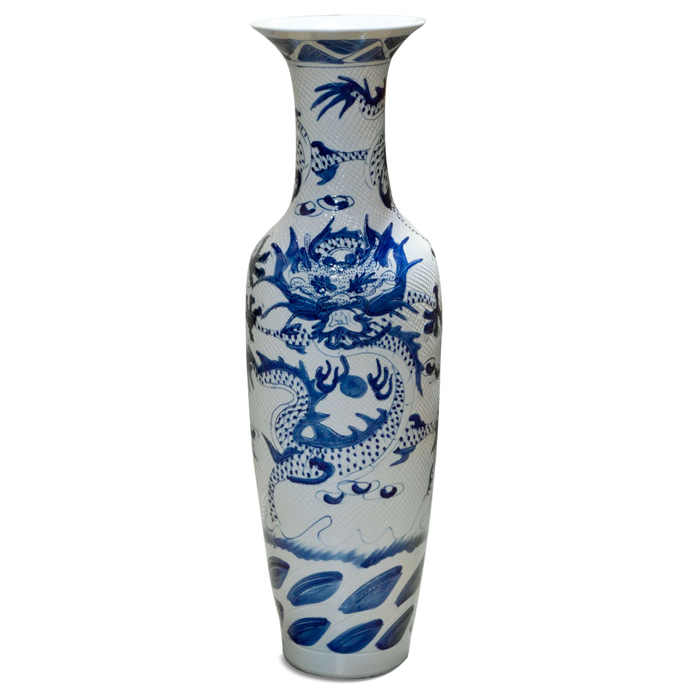 Blue and White Porcelain Jingdezhen Vase with Imperial Dragon