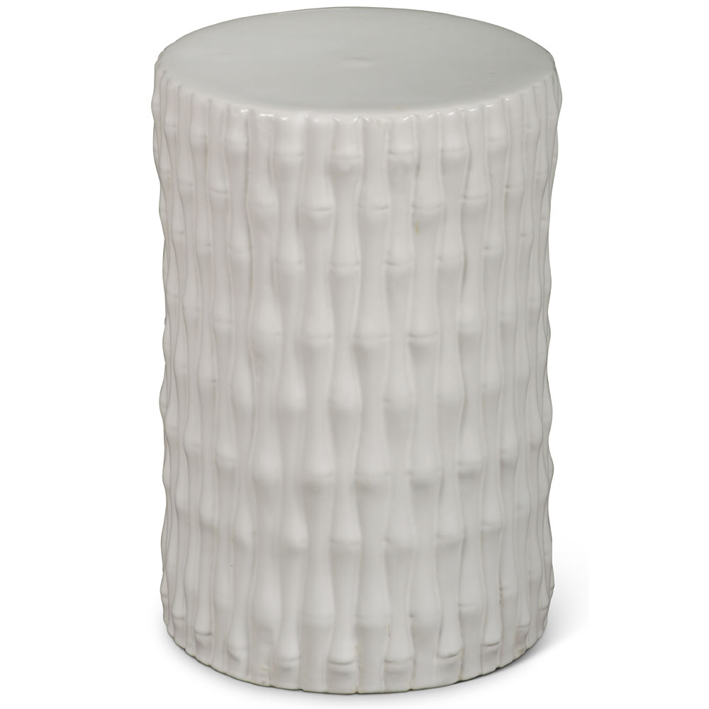 White Porcelain Chinese Bamboo Motif Porcelain Stool