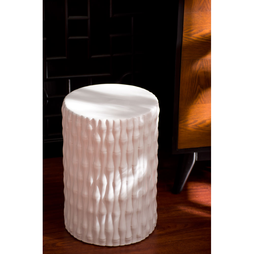 White Porcelain Chinese Bamboo Motif Porcelain Stool