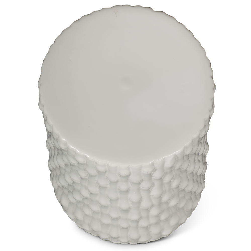 White Porcelain Chinese Bamboo Motif Porcelain Stool