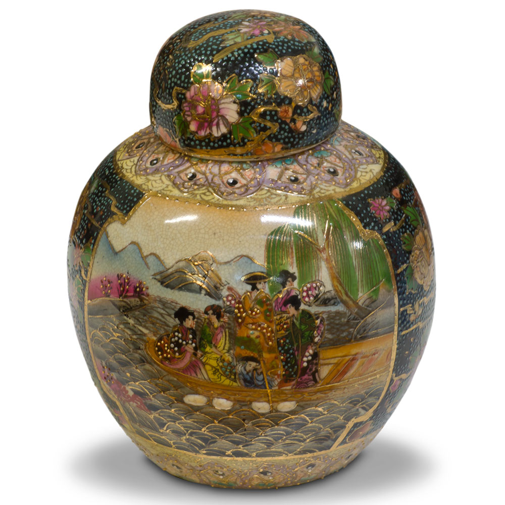 Satsuma Design Porcelain Oriental Spice Jar