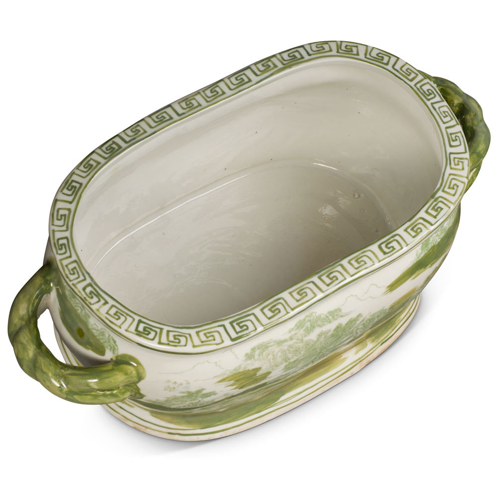 Green Scenery Motif Chinese Porcelain Footbath Planter