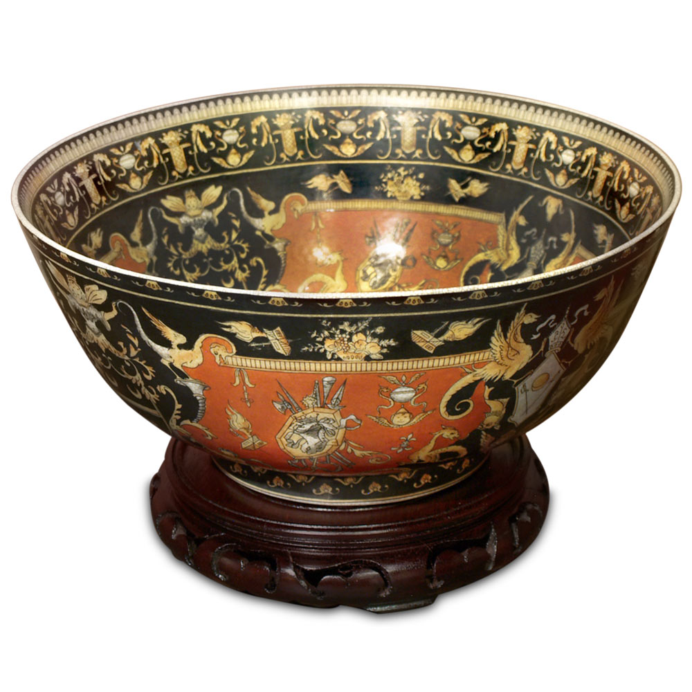 12 Inch Renaissance Porcelain Asian Bowl