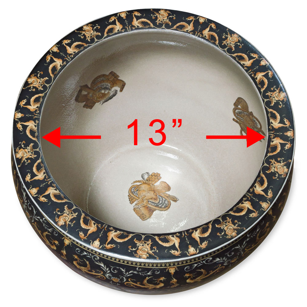 17 Inch Porcelain Renaissance Chinese Fishbowl Planter