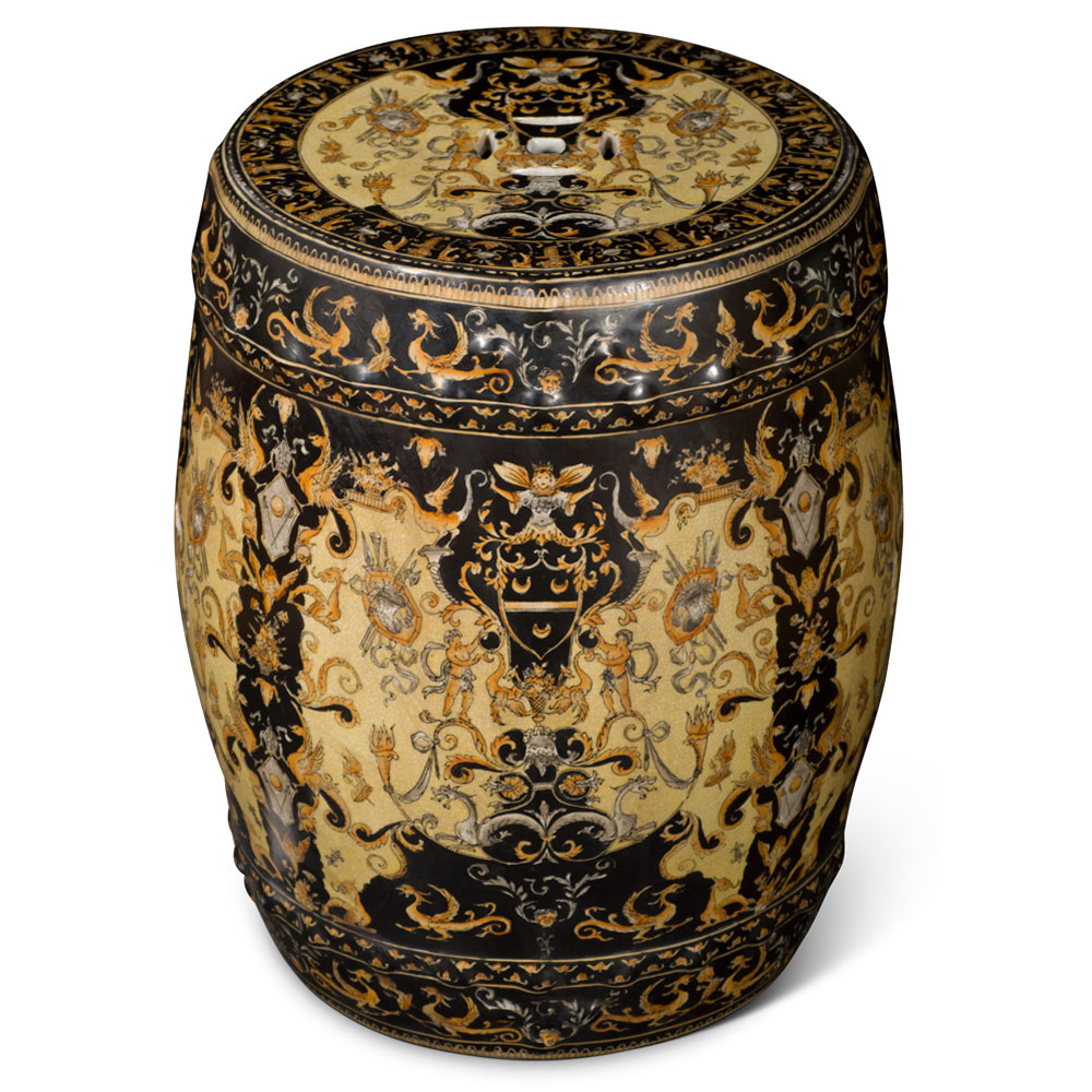 Renaissance Motif Porcelain Chinese  Garden Stool