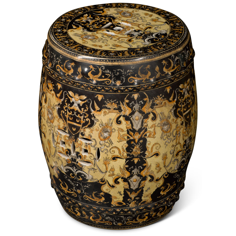 Renaissance Motif Porcelain Chinese  Garden Stool