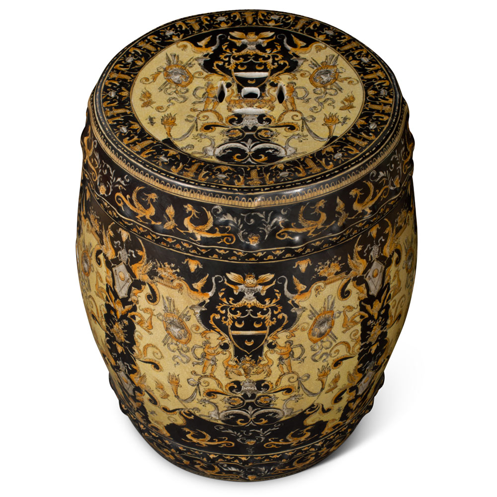 Renaissance Motif Porcelain Chinese  Garden Stool