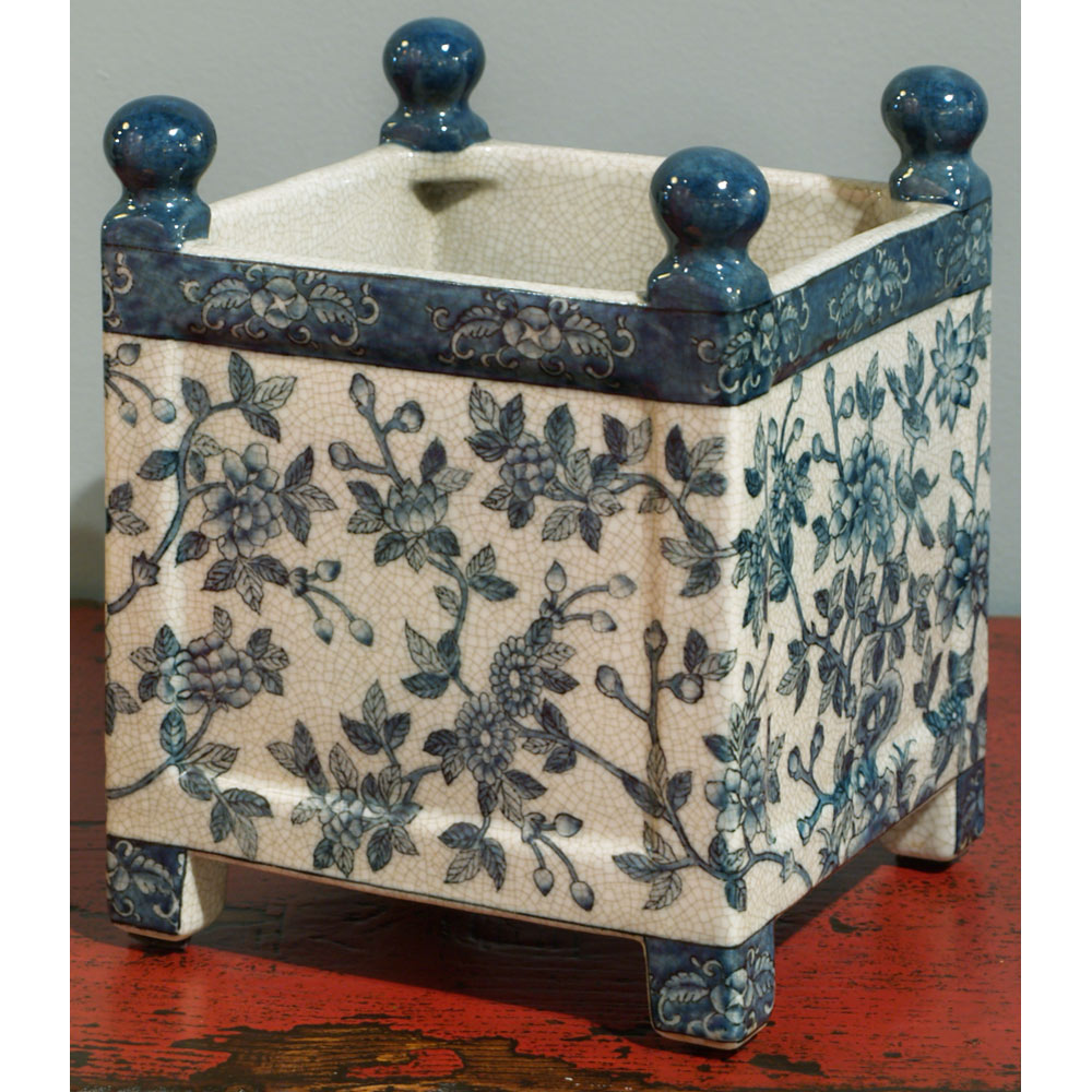 Blue and White Canton Chinese Porcelain Flower Planter