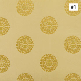 Chinese Longevity Symbol Design Gold Silk Fabric (#01)