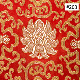 Golden Lotus Damask Motif Red Dining Chair Silk Cushion (#203)