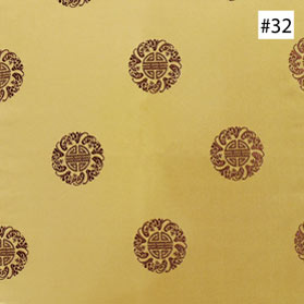 Chinese Longevity Symbol Design Gold Silk Fabric (#32)
