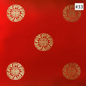 Chinese Longevity Symbol Design Red and Gold Silk Fabric (#33)