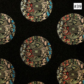 Chinese Imperial Dragon Design Black Silk Fabric (#39)