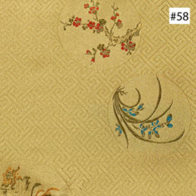 Four-Season Flower Design Yellow Silk Fabric (#58)