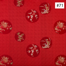 Four-Season Flower Design Red Silk Fabric (#71)
