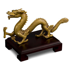 Bronze Plated Prosperity Dragon Asian Figurine