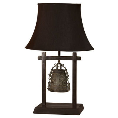 Bronze Bell Asian Table Lamp Display