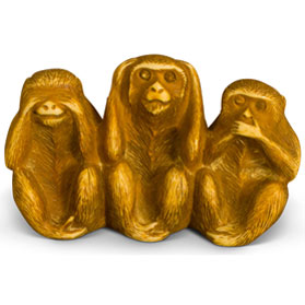 Resin Chinese Fengshui See Hear Speak No Evil Monkey Figurines