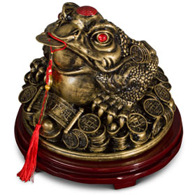 Grand Antique Gold Finish Chinese Shou Shan Money Toad Resin Statue