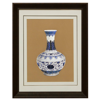 Chinese Silk Embroidery of Blue and White Ming Vase