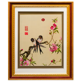 Chinese Silk Embroidery of Cherry Blossom and Birds