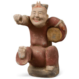 Tang Dynasty Drummer Musician Tomb Figurine