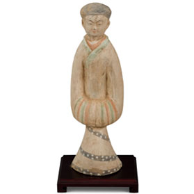 Hand-Painted Tang Dynasty Ceramic Maiden Servant Sculpture