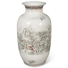 Porcelain Chinese Imperial Palace Vase with Winter Scenery